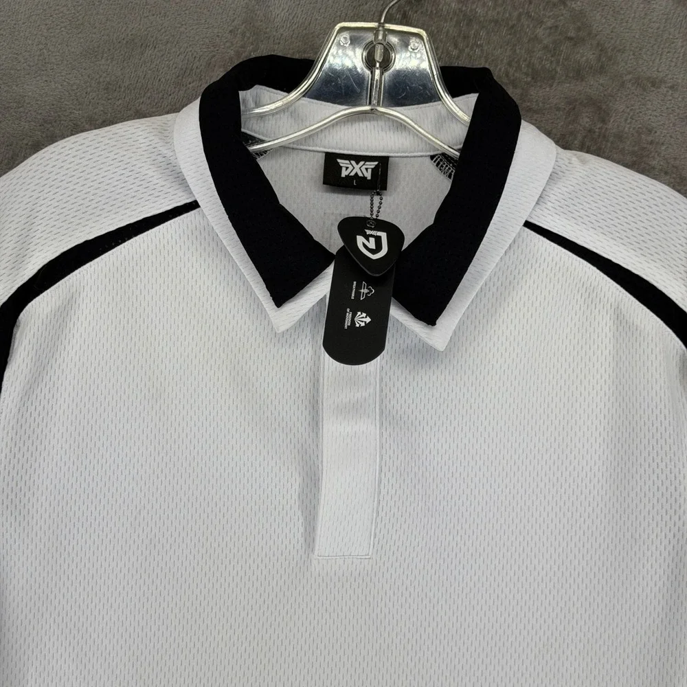 PXG x Nick Jonas Mens Athletic Fit Layered Golf Polo White‎ ML23ATP1-12NJA Large - Picture 2 of 12